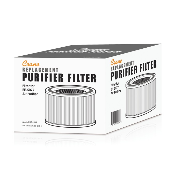 Crane EE-5068 Air Purifier Replacement HEPA Filter, White, large