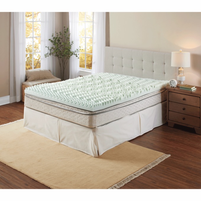 Green Tea-Infused 3" 5-Zone Memory Foam Topper, , large