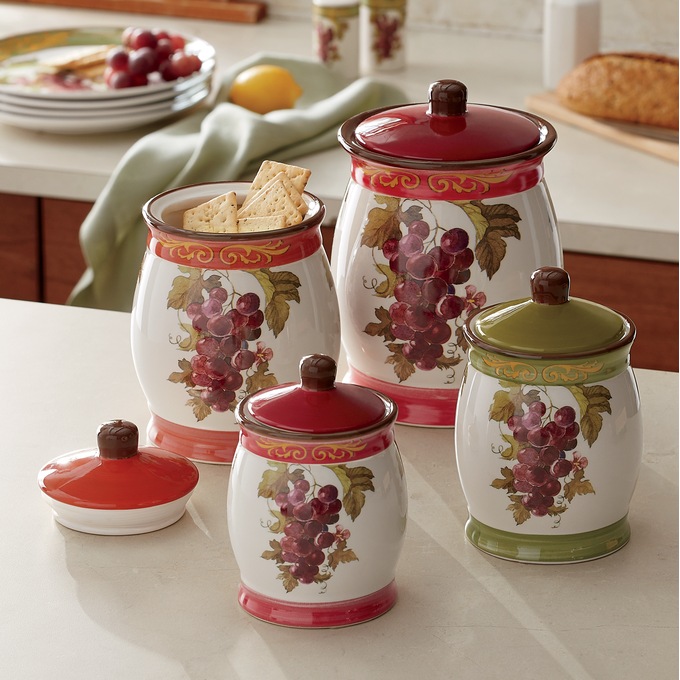 4-Piece Concord Grape Canister Set, , large