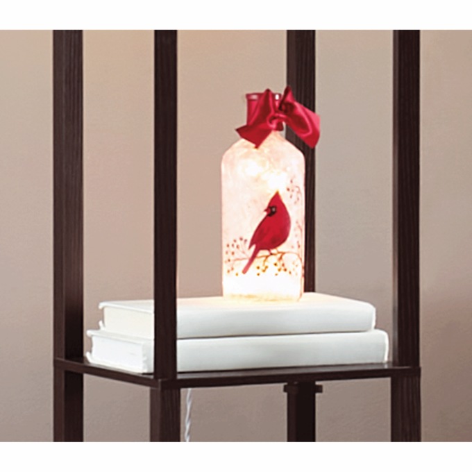 Lit Frosted Cardinal Bottle, , large