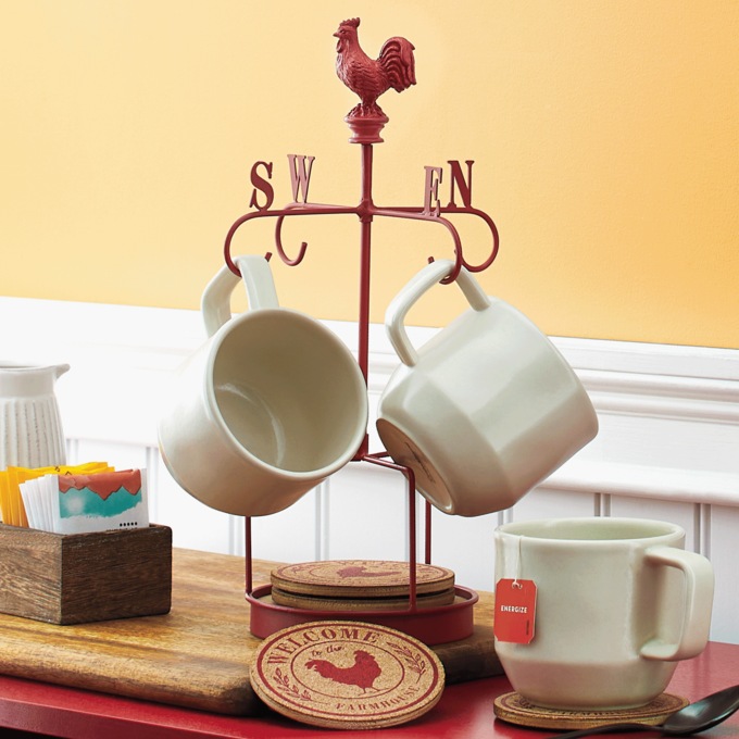 Coffee Cup Rack with Coasters, , large