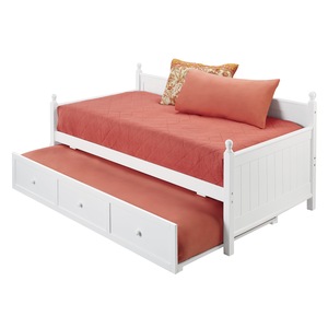 White Wooden Daybed Trundle, , large