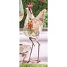 Floral Rooster Statue, Ivory, large