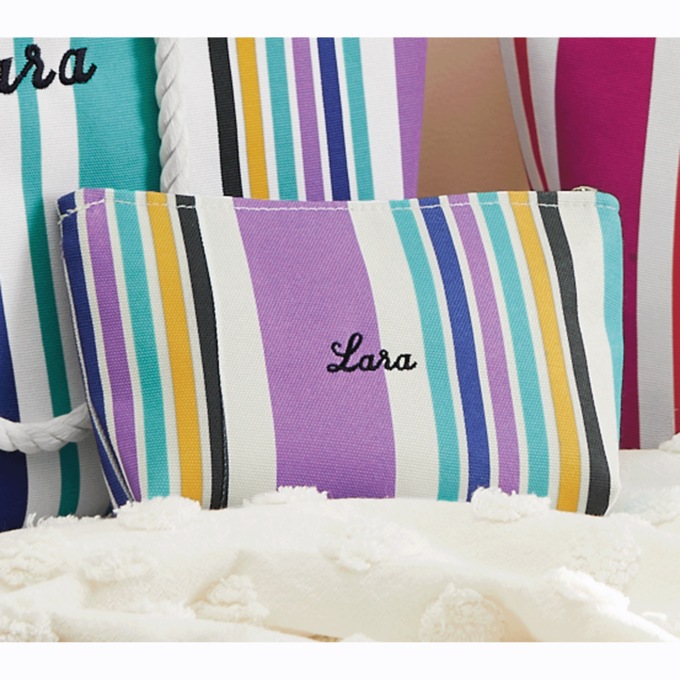 Personalized Striped Pouch
