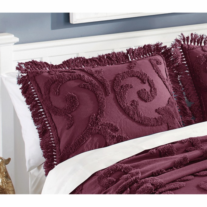 Naomi Chenille Sham, Burgundy, large
