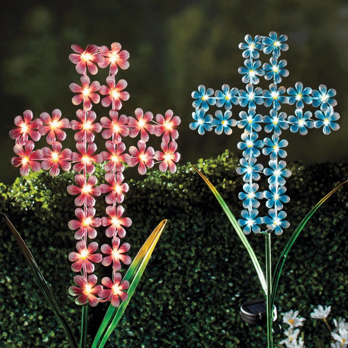 Solar Metal Cross Garden Stake, , large