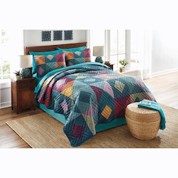 Velvet Patch Quilt and Sham, , large
