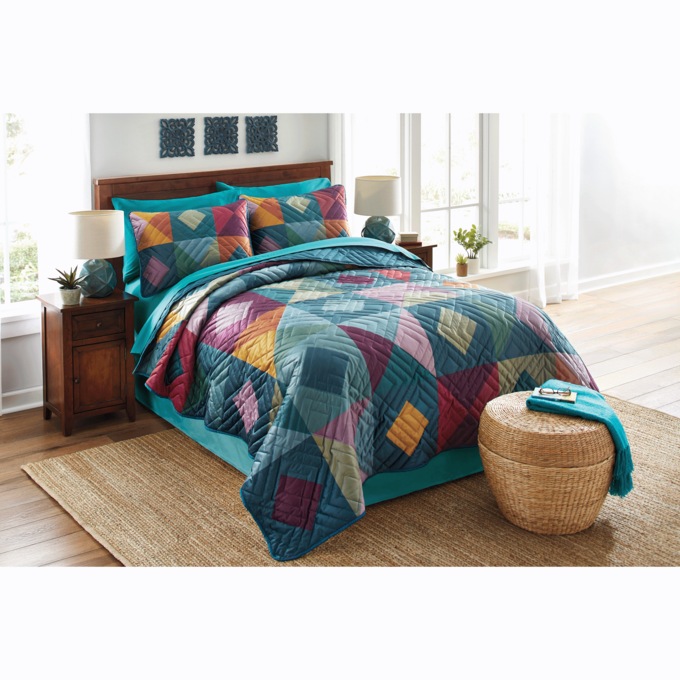 Velvet Patch Quilt and Sham, , large