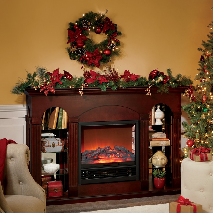 Poinsettia Christmas Wreath and Garland, , large
