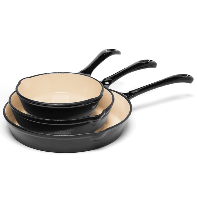 3-Piece Enameled Cast Iron Skillet Set