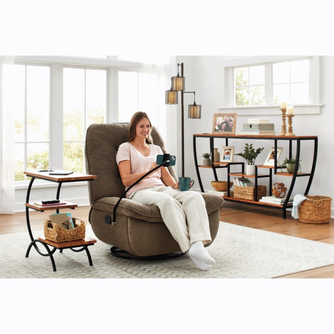 Swivel Rocker Recliner with Phone Holder, , large