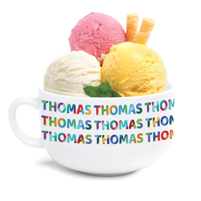 Colorful Name Pattern Personalized Ice Cream Bowl, , large