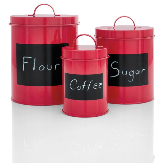Chalkboard Canister Set, Delicious Red, large