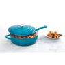 Crock Pot Artisan 3.5-qt. Enameled Cast Iron Deep Sauté Pan with Lid, Teal Ombre, large