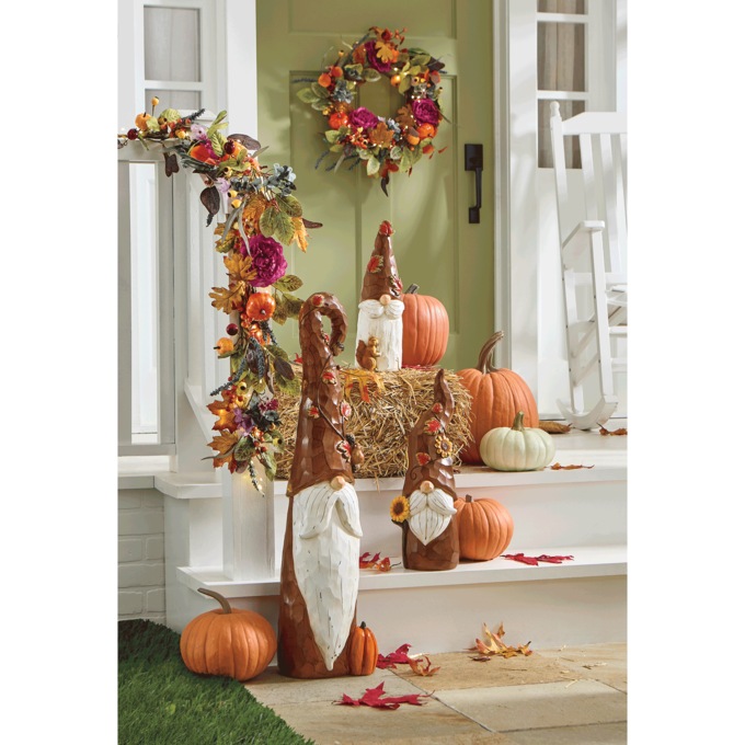 Mum and Hydrangea Fall Garland and Wreath, , large