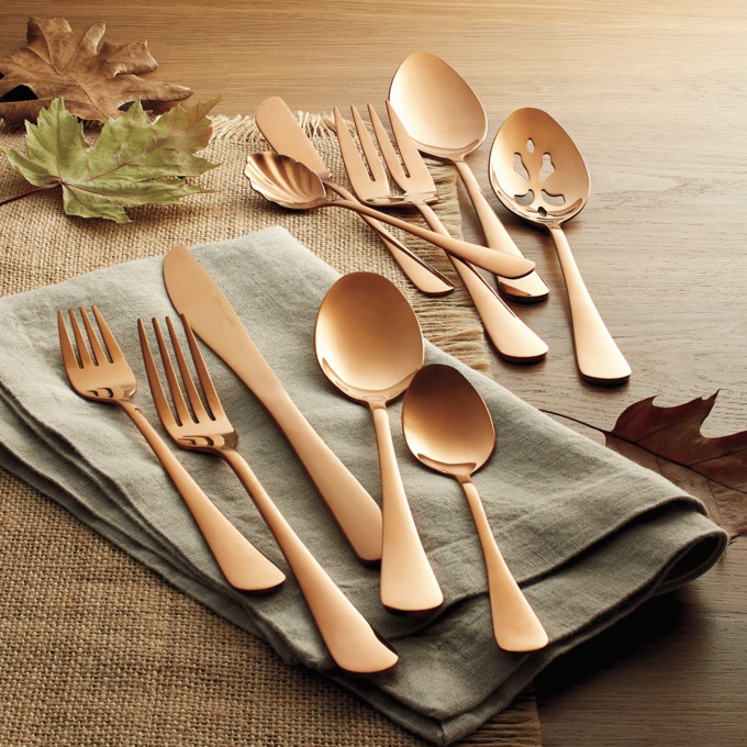 45-Piece Copper Flatware Set, Copper, large