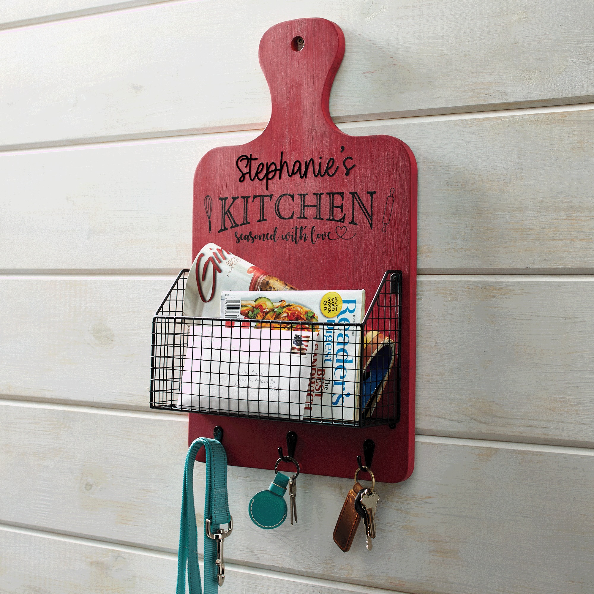 Kitchen Wall Basket with Hooks, , large