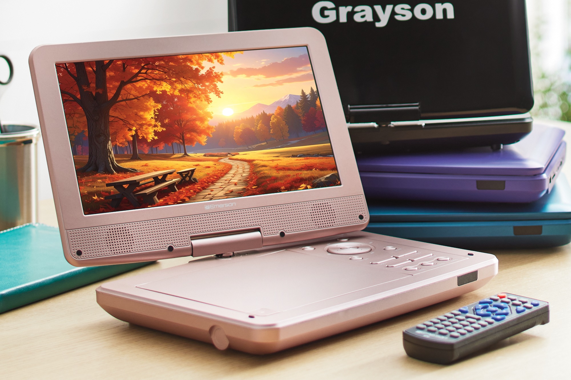 Emerson 10.1" Swivel Screen DVD Player, Rose Gold, large