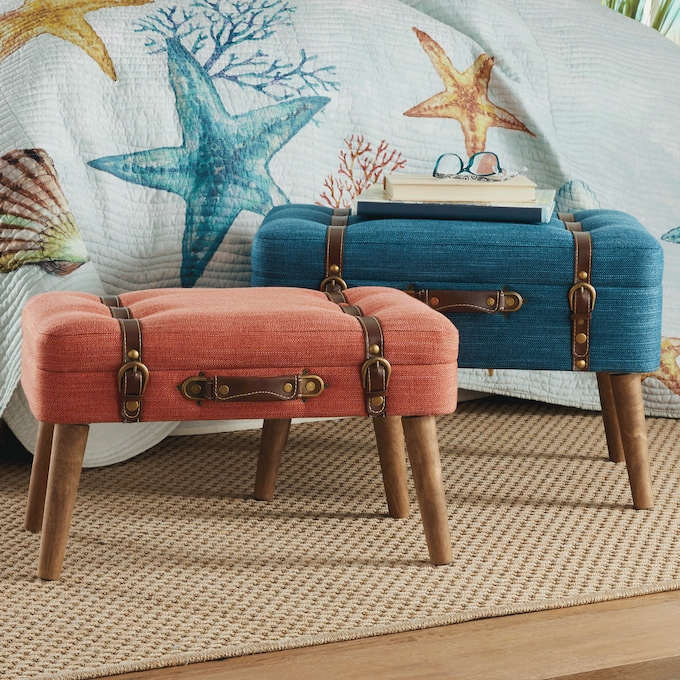 Set of 2 Suitcase Ottomans, , large