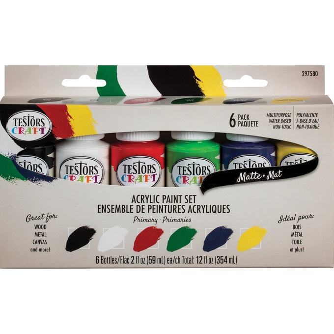 6-Piece Testors Acrylic Paint Set, , large