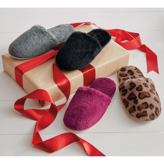 Furry Scuff Slipper for Women with Rubber Outsole and Memory Foam, , large