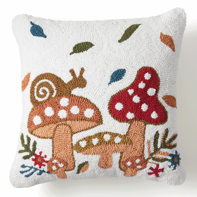 Hand Hooked Mushroom Pillow, , large