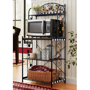 Sunflower Rooster Microwave Stand, , large