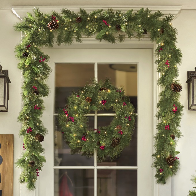6' Cashmere Garland with Lights, , large