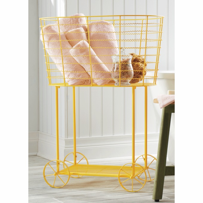 Vintage Rolling Laundry Cart, , large