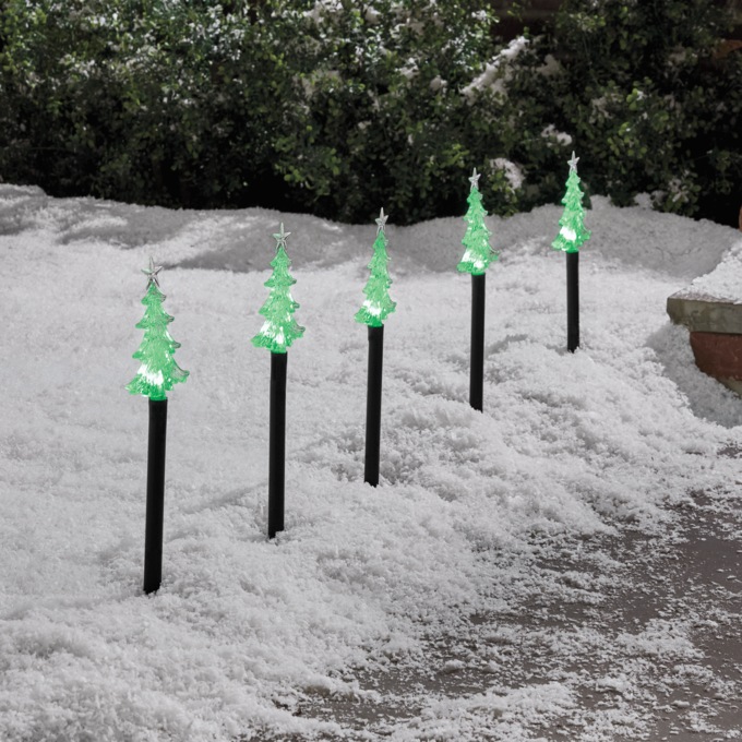 Set of 5 Twinkling Christmas Tree Pathway Lights, , large