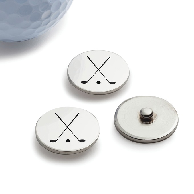 Set of 3 Personalized Crossed-Club Golf Ball Markers, , large