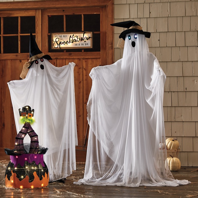 Lit Witch In Cauldron Décor, , large