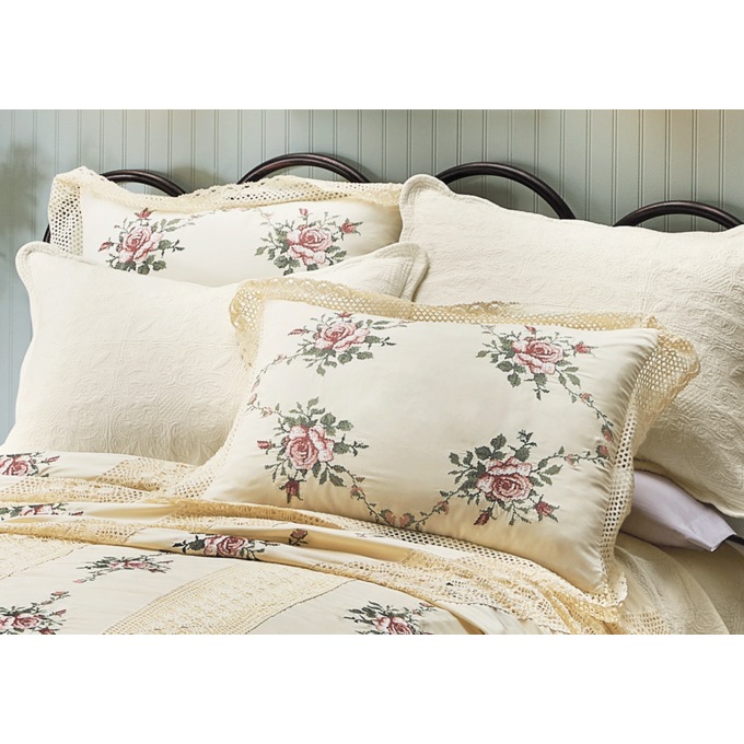 Grace Crochet Lace Embroidered Standard Sham, , large