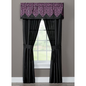 Kismet Woven Jacquard Panel Pair, Black, large