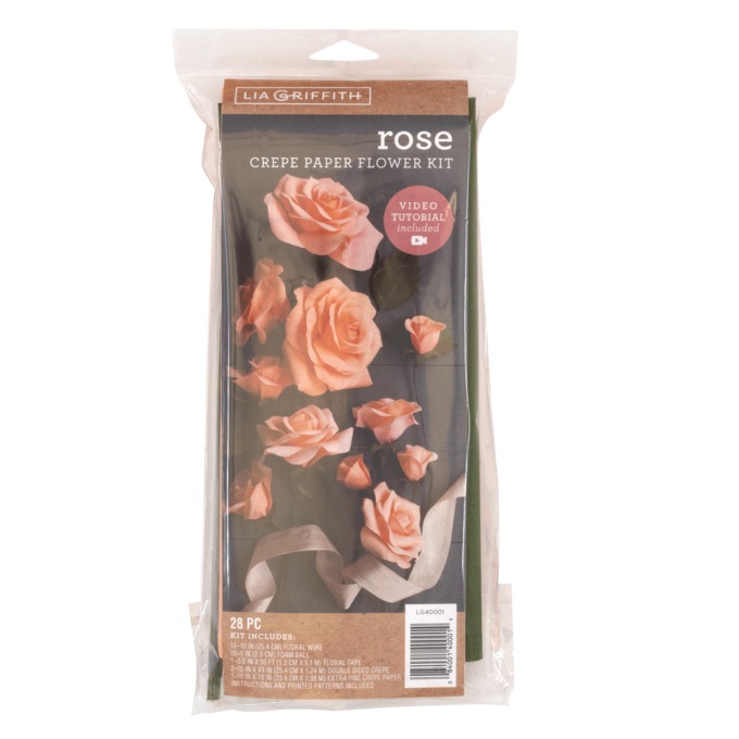 Crepe Paper Rose Flower Kit, , large