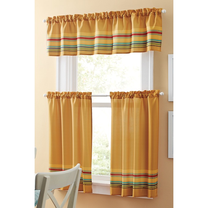 Salsa 3-Piece Kitchen Curtain Set, Yellow, large