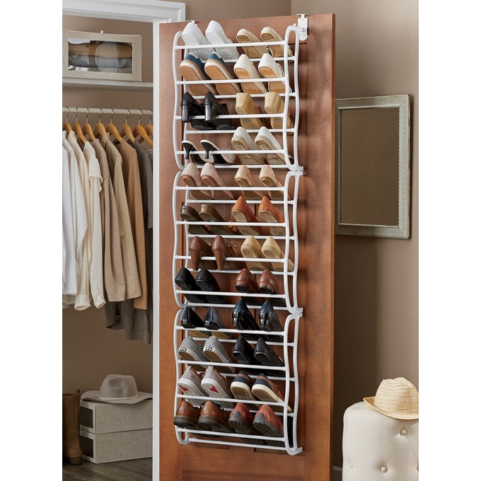 Zimtown 36Pair Over-The-Door 36 Pair 12 Layers Shoe Rack Metal Frame Wall  Hanging Closet Organizer Holder Closet Storage