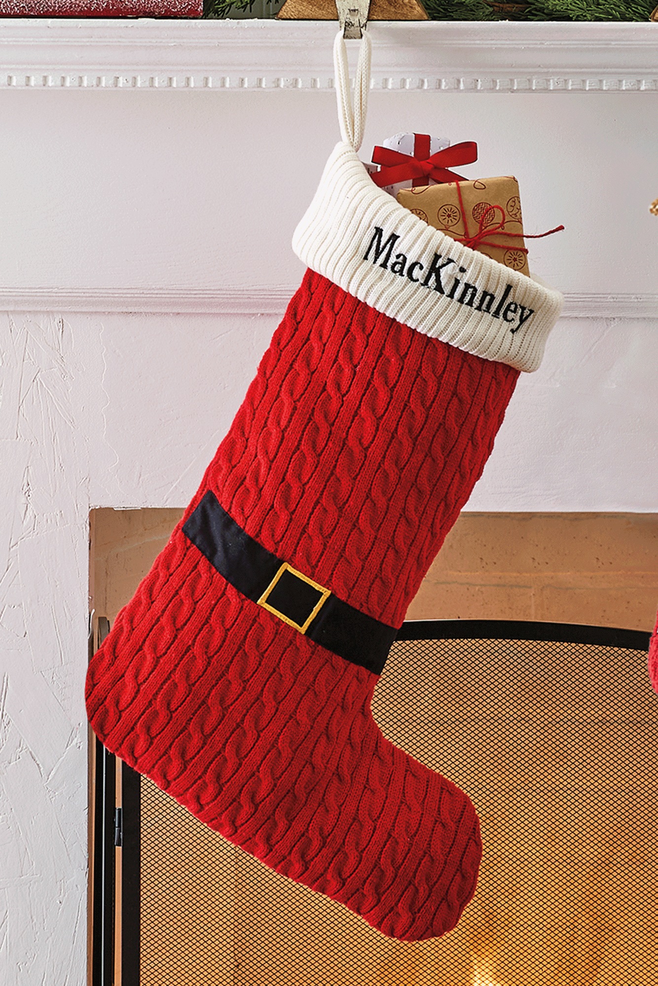 Cozy Knit Santa Boot Stocking, , large