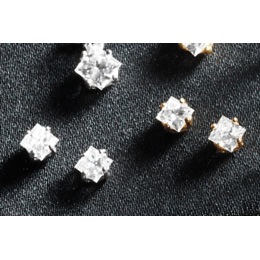 Sterling Lab-Created Diamond Princess Solitaire Post Earrings, , large