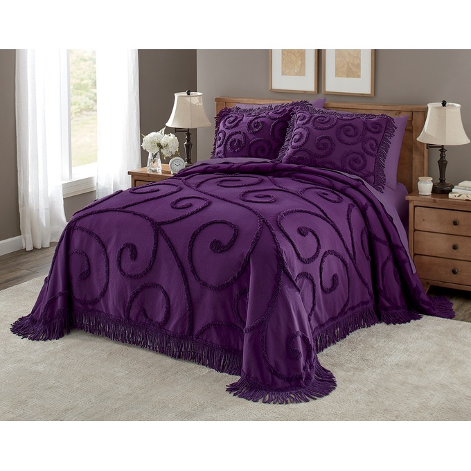 Scroll Chenille Bedspread, , large