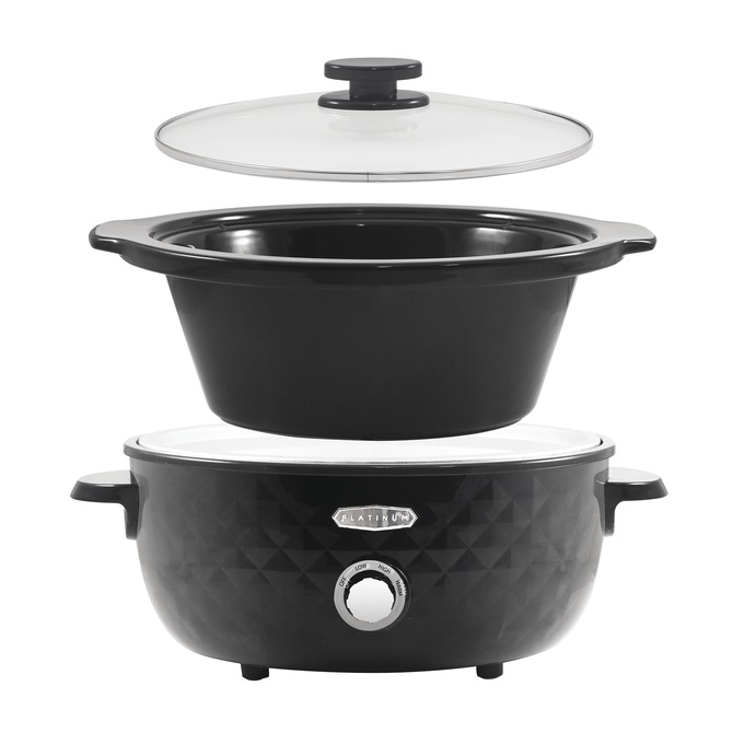 Elite Gourmet 6-Quart Diamond Pattern Slow Cooker, Black, large