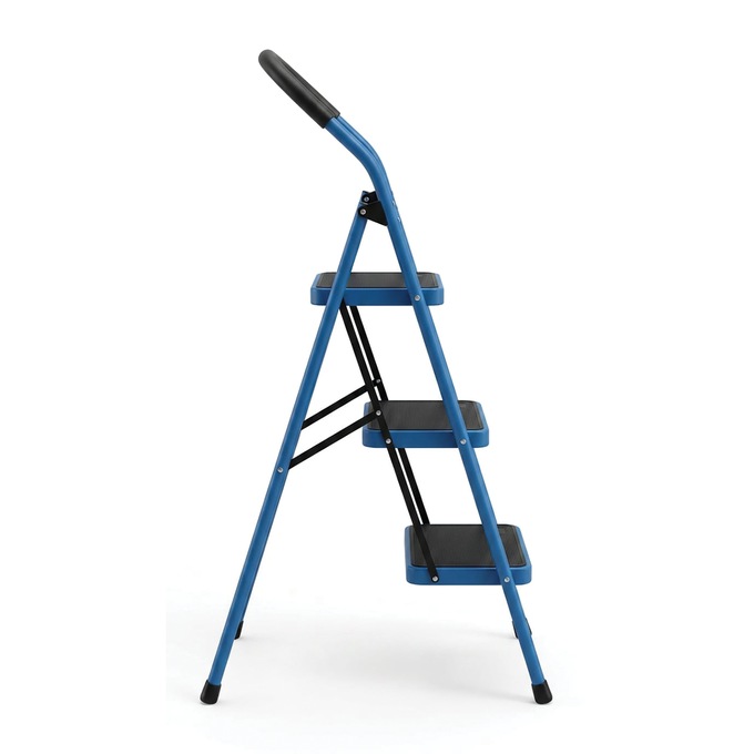 3-Step Folding Ladder, Blue, large