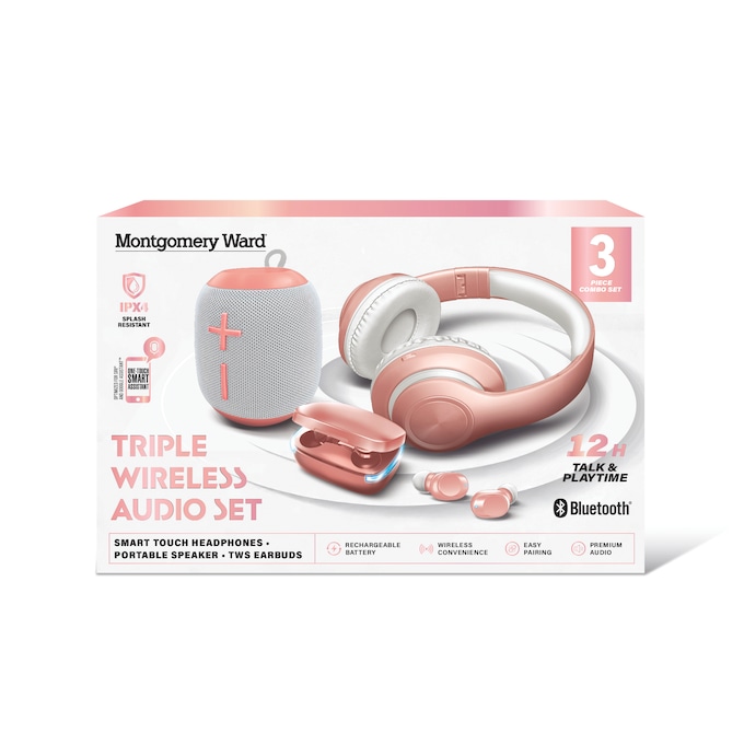 Montgomery Ward 3-Piece Wireless Audio Kit, Rose Gold, large