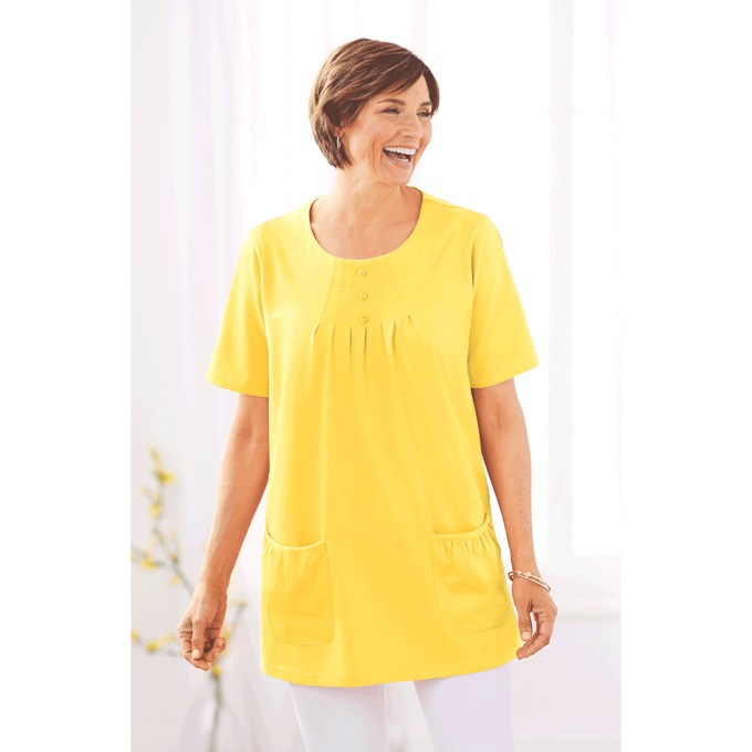 Women's Cotton Knit Tunic with Patch Pockets, , large