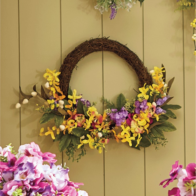 Colorful Pansy Half Wreath, , large