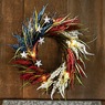 Lit Red, White & Blue Wildflower Wreath, , large