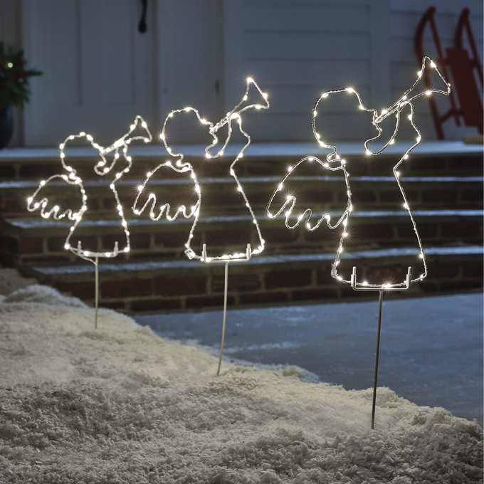 Set of 3 Lit Angel Stakes Outdoor Holiday Décor, , large