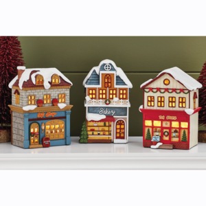 Lit Christmas Town Buildings, , large