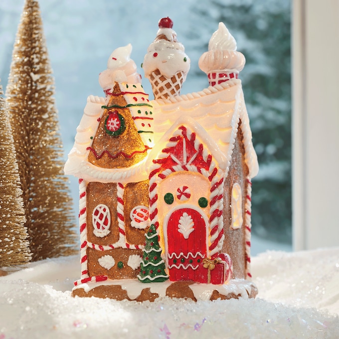 Lit Gingerbread House, Multi, large