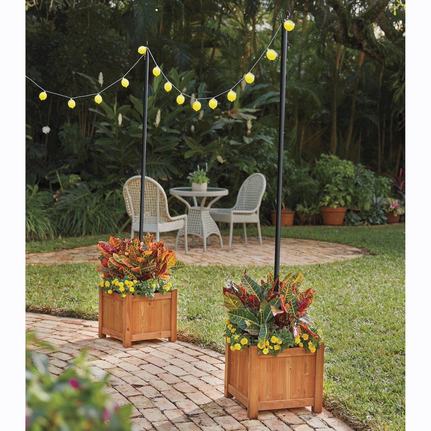 Planter Box with String Light Post Ginny s